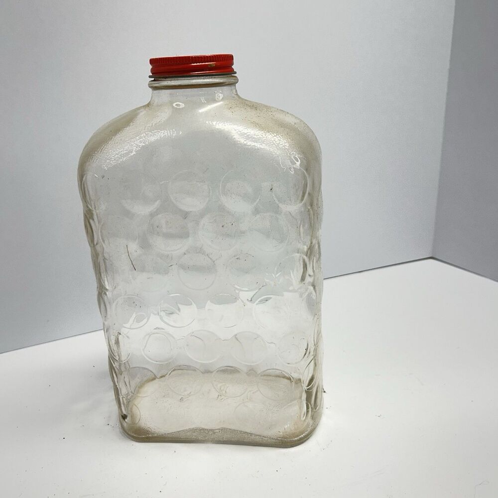 Vintage 1930s Anchor Hocking Bubble Glass Refrigerator Bottle Hand Selected Lid